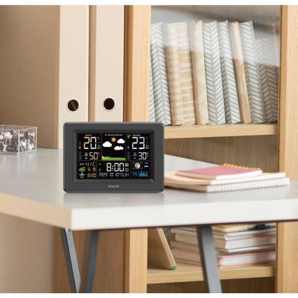 Sencor - Meteostacija ar krāsainu LCD displeju 3xAA + 2xAA, melna