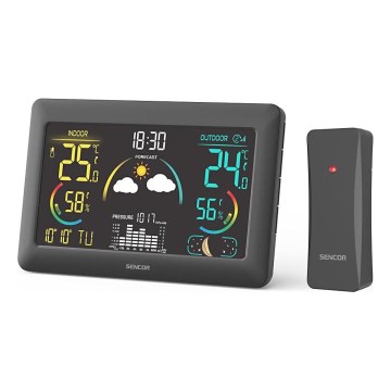 Sencor - Meteostacija ar krāsainu LCD displeju un modinātāja pulkstenis 3xAA