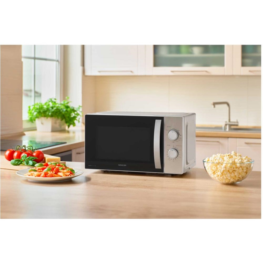 Sencor - Mikroviļņu krāsns ar grila funkciju 700 W/1000 W/230 V 20 l matēts hroms