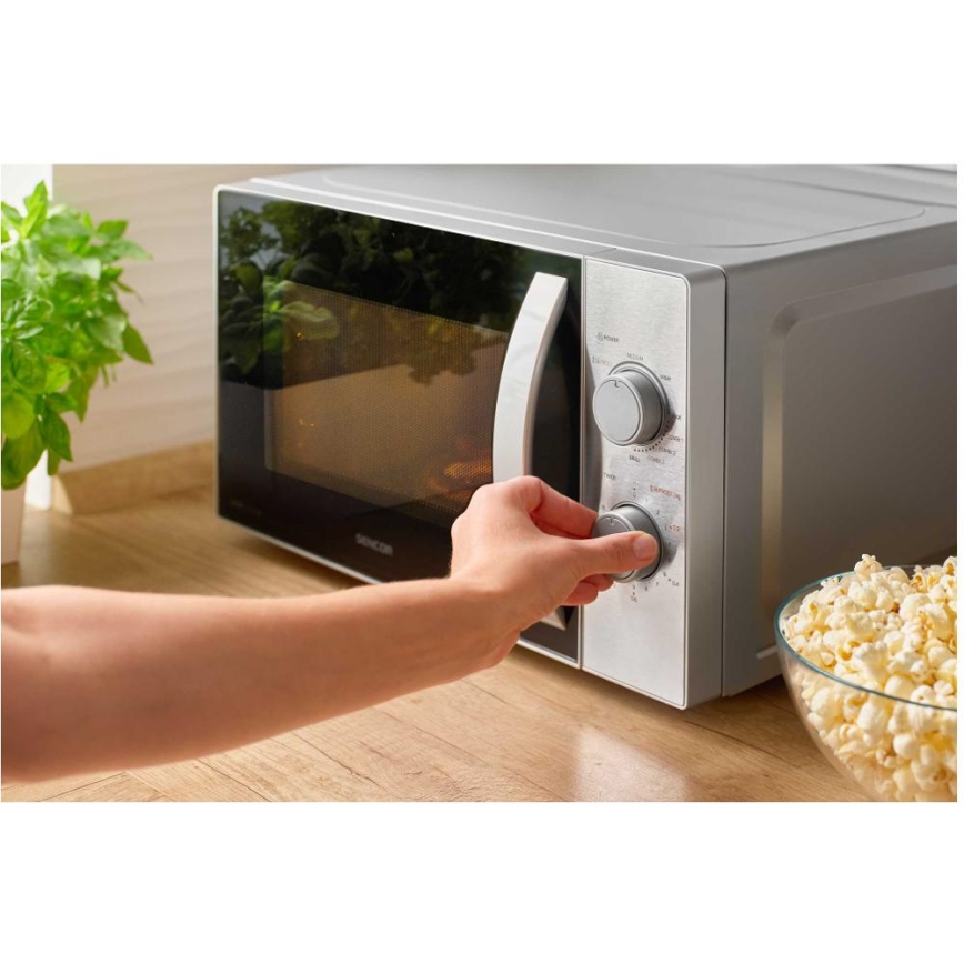 Sencor - Mikroviļņu krāsns ar grila funkciju 700 W/1000 W/230 V 20 l matēts hroms