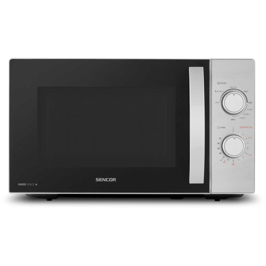 Sencor - Mikroviļņu krāsns ar grila funkciju 700 W/1000 W/230 V 20 l matēts hroms
