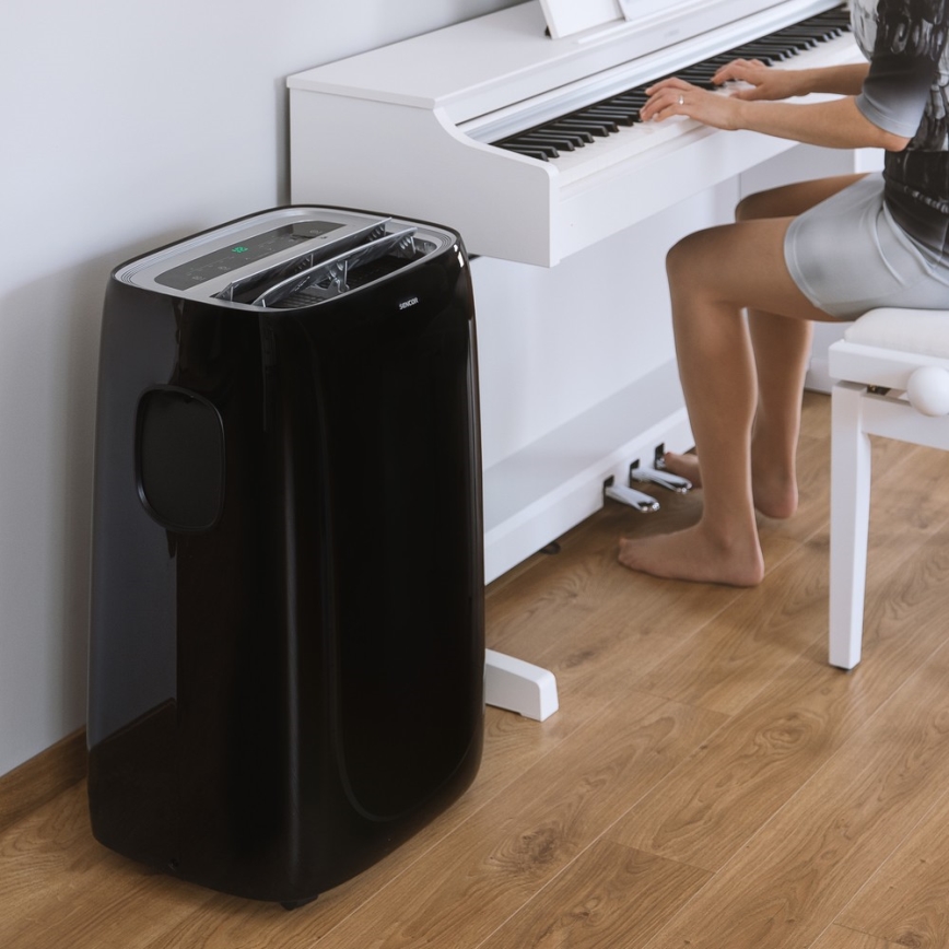 Sencor - Mobilais gaisa kondicionieris ar LED ekrānu 3in1 1000W/230V 9000 BTU melns + tālvadības pults