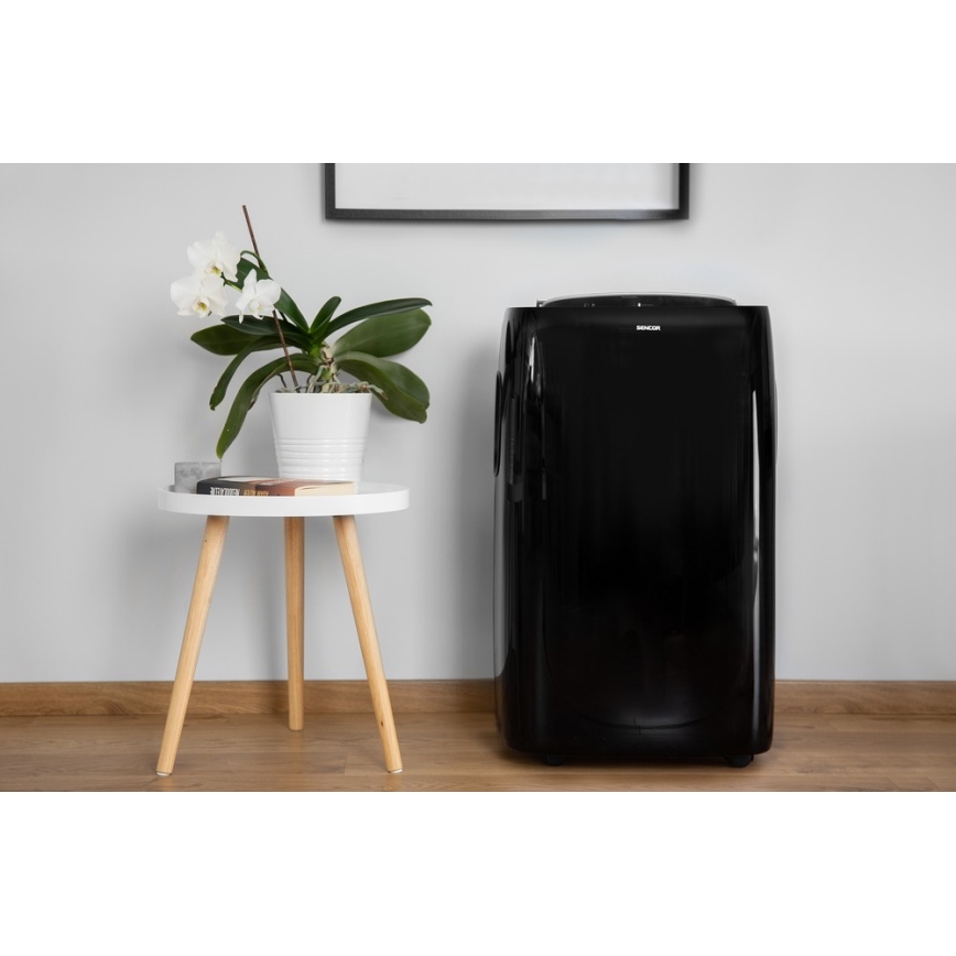 Sencor - Mobilais gaisa kondicionieris ar LED ekrānu 3in1 1000W/230V 9000 BTU melns + tālvadības pults