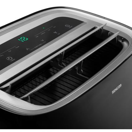 Sencor - Mobilais gaisa kondicionieris ar LED ekrānu 3in1 1000W/230V 9000 BTU melns + tālvadības pults