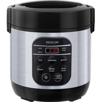 Sencor - Multifunkcionāls rīsu vārītājs 350W/230V 0,6 l nerūsējošā tērauda/melns