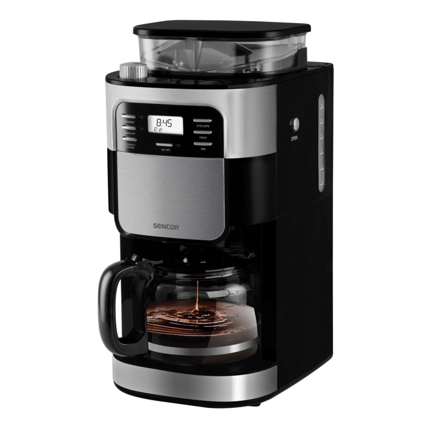 Sencor - Pilienveida kafijas automāts 1,5 l ar LCD ekrānu 900W/230V