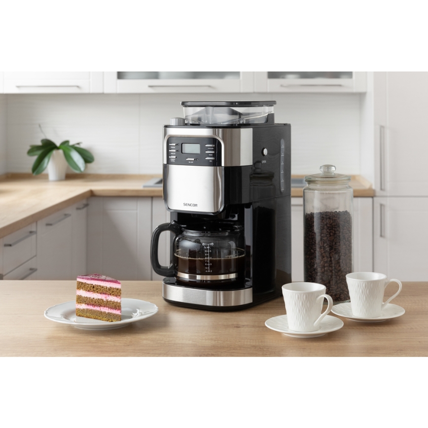 Sencor - Pilienveida kafijas automāts 1,5 l ar LCD ekrānu 900W/230V