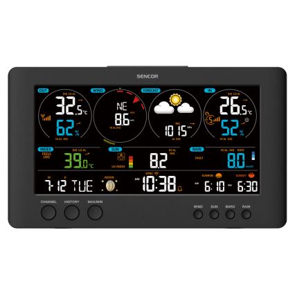 Sencor - Profesionāla meteoroloģiskā stacija ar krāsainu LCD ekrānu 1xCR2032 Wi-Fi