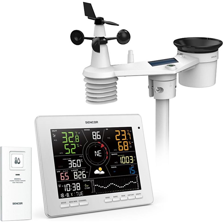 Sencor - Profesionāla meteoroloģiskā stacija ar krāsainu LCD ekrānu 1xCR2032 Wi-Fi Tuya