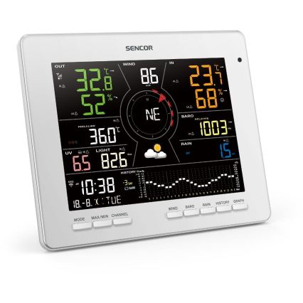 Sencor - Profesionāla meteoroloģiskā stacija ar krāsainu LCD ekrānu 1xCR2032 Wi-Fi Tuya