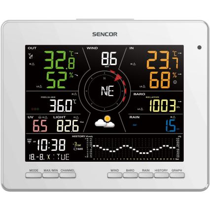 Sencor - Profesionāla meteoroloģiskā stacija ar krāsainu LCD ekrānu 1xCR2032 Wi-Fi Tuya