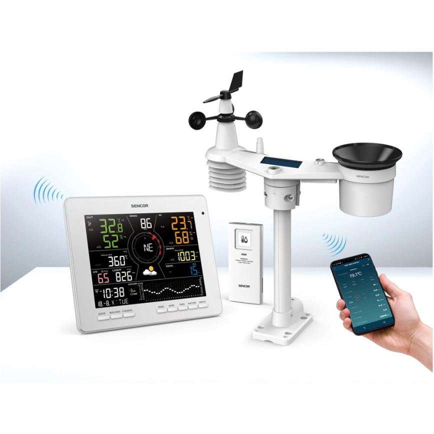 Sencor - Profesionāla meteoroloģiskā stacija ar krāsainu LCD ekrānu 1xCR2032 Wi-Fi Tuya