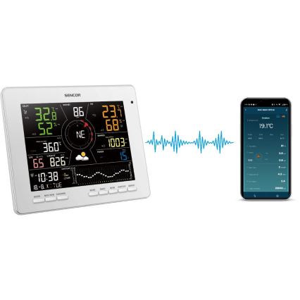 Sencor - Profesionāla meteoroloģiskā stacija ar krāsainu LCD ekrānu 1xCR2032 Wi-Fi Tuya