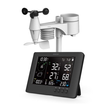 Sencor - Profesionāla meteoroloģiskā stacija ar krāsainu LCD ekrānu un modinātāja pulkstenis 5V/1xCR2032 + 3xAA Wi-Fi