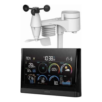 Sencor - Profesionāla meteoroloģiskā stacija ar krāsainu LCD ekrānu un modinātāja pulkstenis 5V/3xAAA + 3xAA