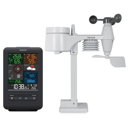 Sencor - Profesionāla meteoroloģiskā stacija ar LCD ekrānu un modinātāja pulkstenis 1xCR2032 + 3xAA