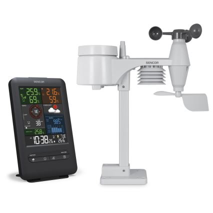 Sencor - Profesionāla meteoroloģiskā stacija ar LCD ekrānu un modinātāja pulkstenis 1xCR2032 + 3xAA