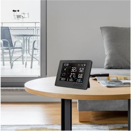 Sencor - Profesionāla meteoroloģiskā stacija ar krāsainu LCD ekrānu un modinātāja pulkstenis 5V/1xCR2032 + 3xAA Wi-Fi
