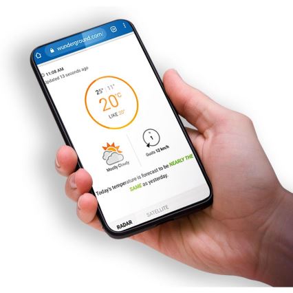 Sencor - Profesionāla meteoroloģiskā stacija ar krāsainu LCD ekrānu un modinātāja pulkstenis 5V/1xCR2032 + 3xAA Wi-Fi