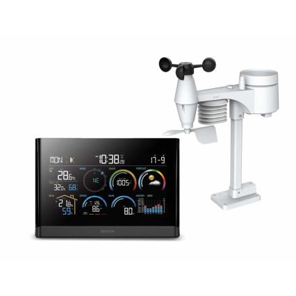 Sencor - Profesionāla meteoroloģiskā stacija ar krāsainu LCD ekrānu un modinātāja pulkstenis 5V/3xAAA + 3xAA