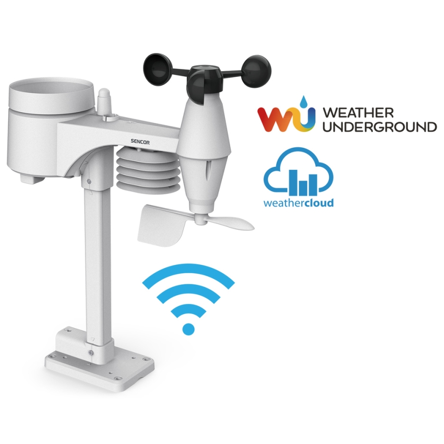 Sencor - Profesionālā meteostacija ar krāsainu LCD displeju 1xCR2032 + 3xAA Wi-Fi