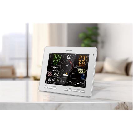 Sencor - Profesionāla meteostacija ar krāsainu LCD displeju 5V 1xCR2032 + 3xAA + 2xAA Wi-Fi Tuya
