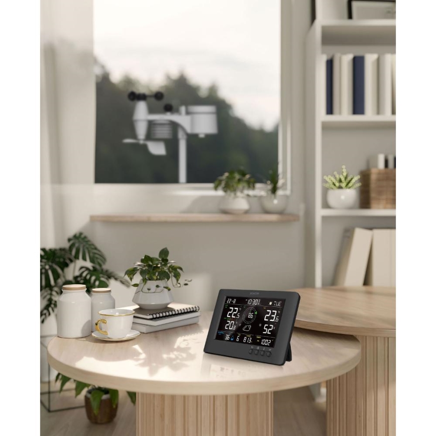 Sencor - Profesionāla meteostacija ar krāsainu LCD displeju un modinātāju 5V/1xCR2032 + 3xAA