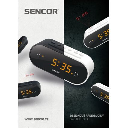 Sencor - Radio modinātājs ar LED ekrānu un projektoru 5W/230V balts