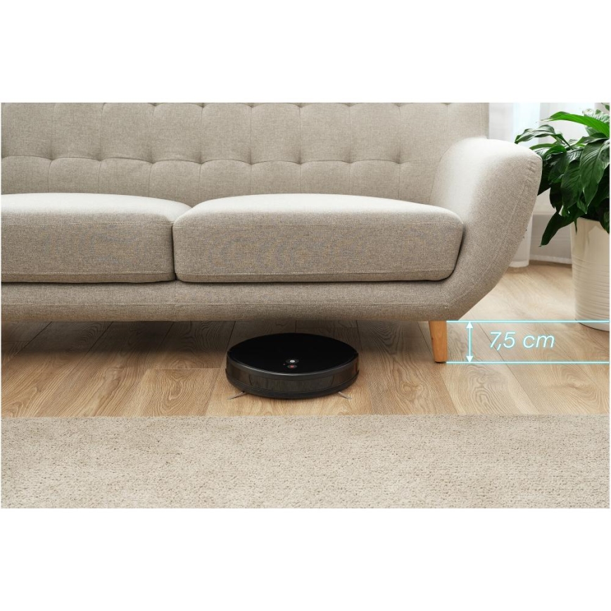 Sencor - Robotu putekļu sūcējs ar mopu 2v1, 16 W/2600 mAh, Wi-Fi, melns + tālvadības pults