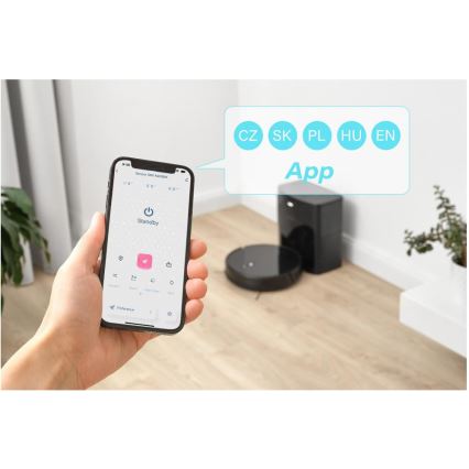 Sencor - Robotu putekļu sūcējs ar mopu 2v1, 16 W/2600 mAh, Wi-Fi, melns + tālvadības pults