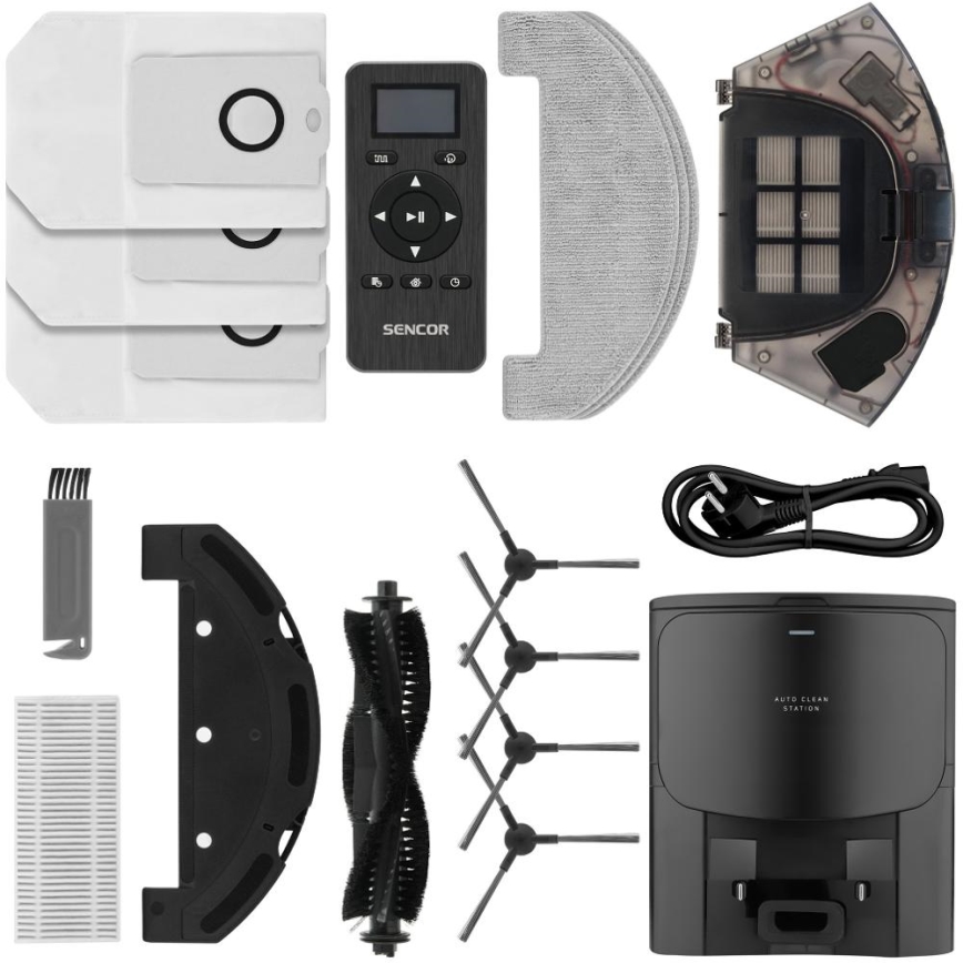 Sencor - Robotu putekļu sūcējs ar mopu 2v1, 16 W/2600 mAh, Wi-Fi, melns + tālvadības pults