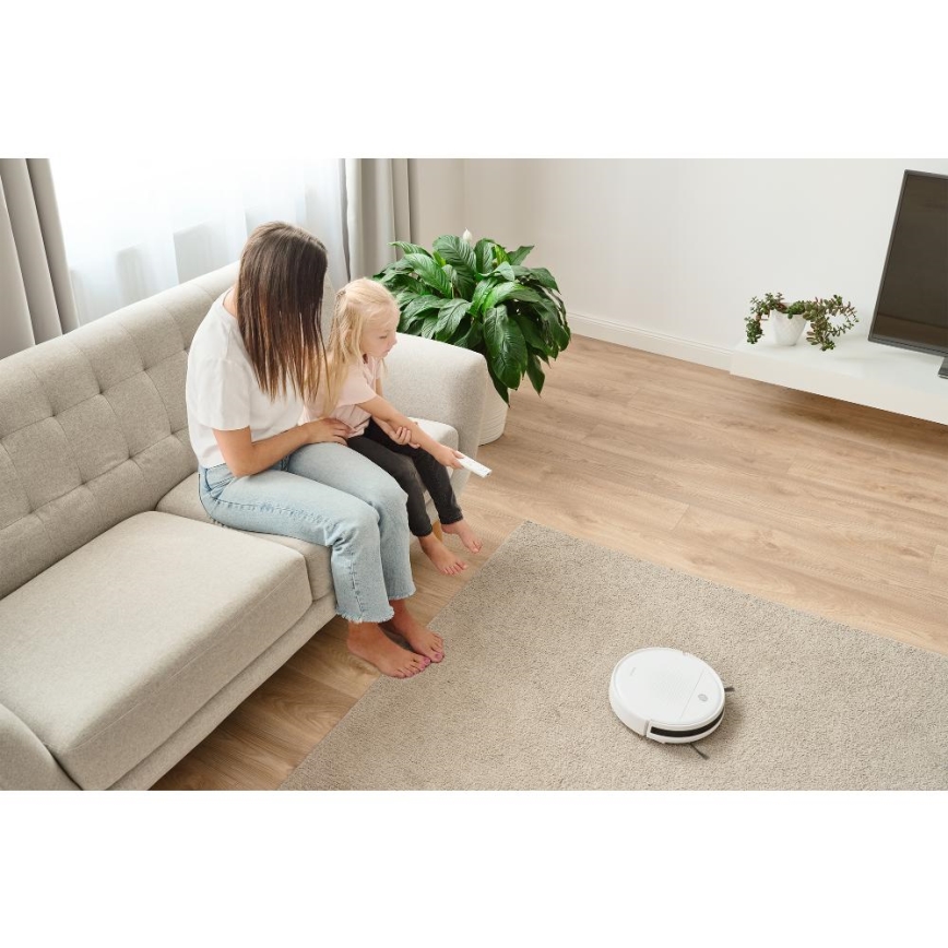 Sencor - Robota putekļu sūcējs ar mopu 2in1 18W/1500 mAh balta + tālvadības pults
