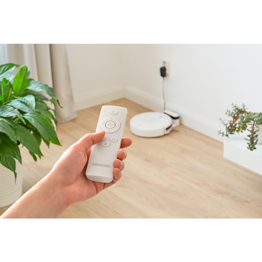 Sencor - Robota putekļu sūcējs ar mopu 2in1 18W/1500 mAh balta + tālvadības pults