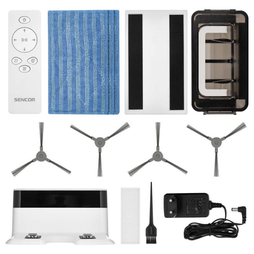 Sencor - Robota putekļu sūcējs ar mopu 2in1 18W/1500 mAh balta + tālvadības pults