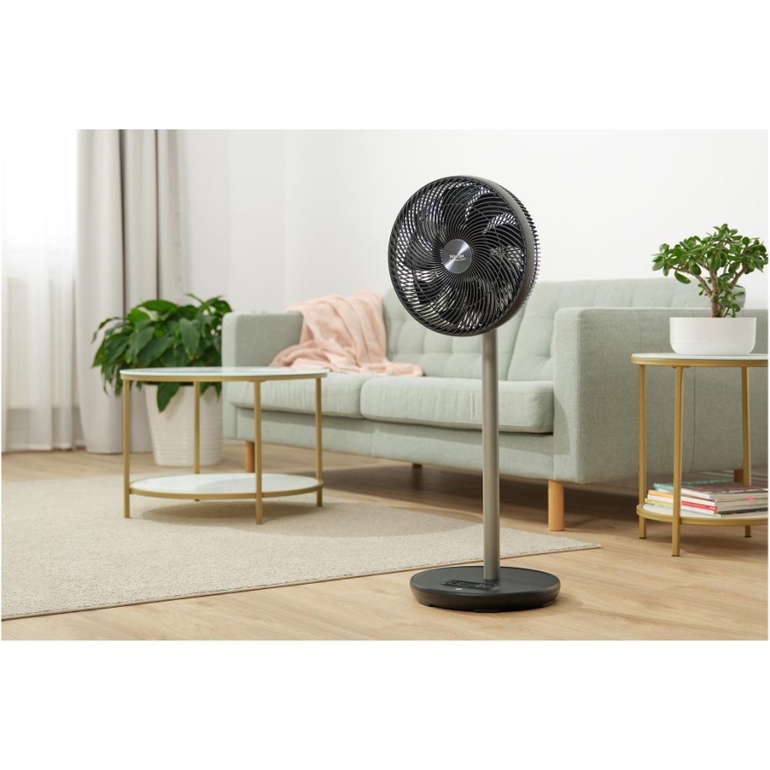 Sencor - Stāvošais ventilators 3D UltraSilent 26W/230V Wi-Fi melns + tālvadības pults