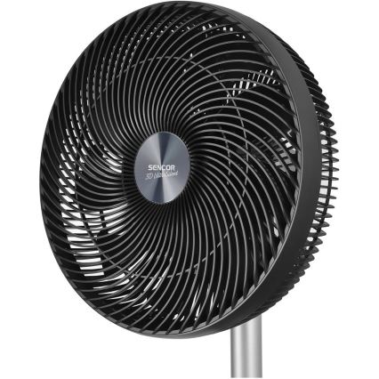 Sencor - Stāvošais ventilators 3D UltraSilent 26W/230V Wi-Fi melns + tālvadības pults