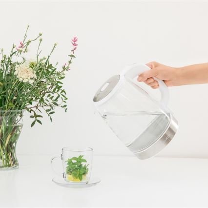 Sencor - Tējkanna ar termoregulāciju un LED apgaismojumu 2 l 2200W/230V balta