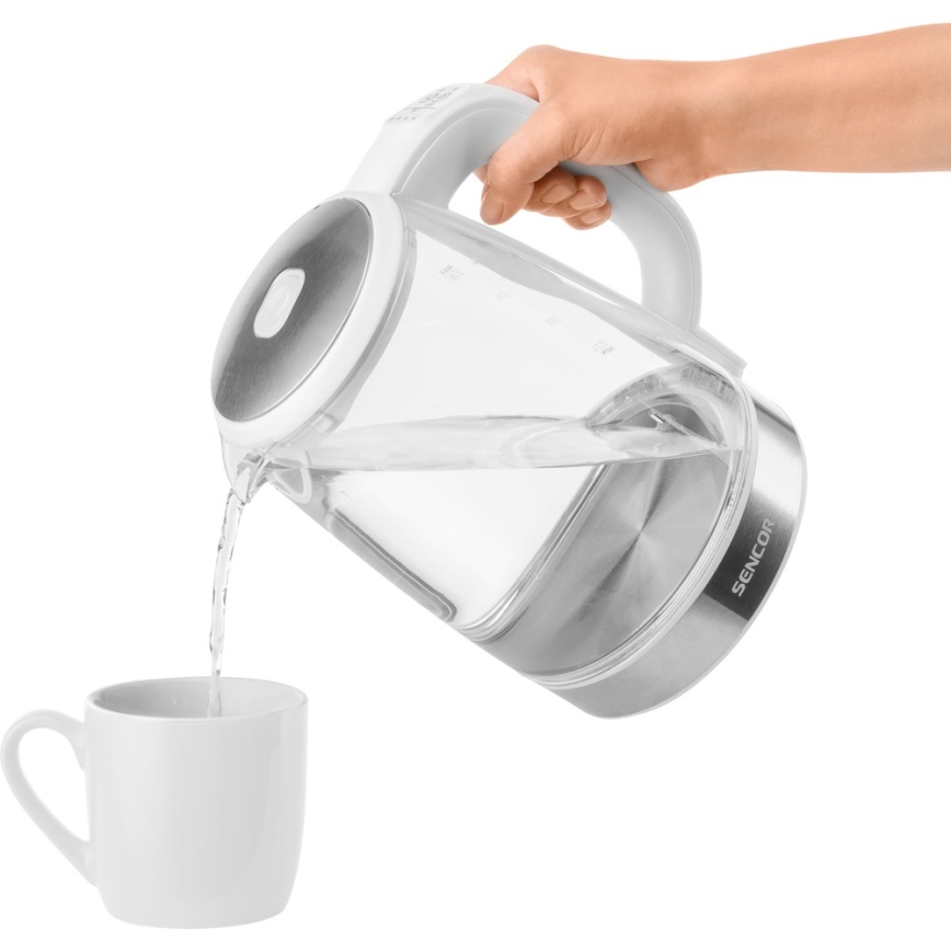 Sencor - Tējkanna ar termoregulāciju un LED apgaismojumu 2 l 2200W/230V balta