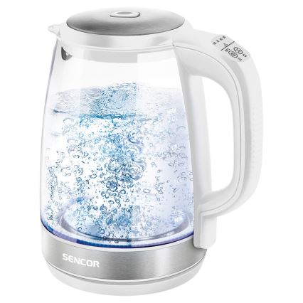 Sencor - Tējkanna ar termoregulāciju un LED apgaismojumu 2 l 2200W/230V balta