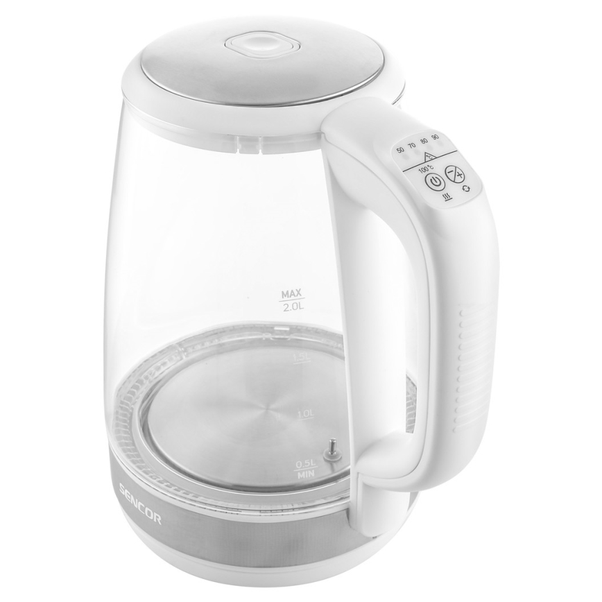 Sencor - Tējkanna ar termoregulāciju un LED apgaismojumu 2 l 2200W/230V balta