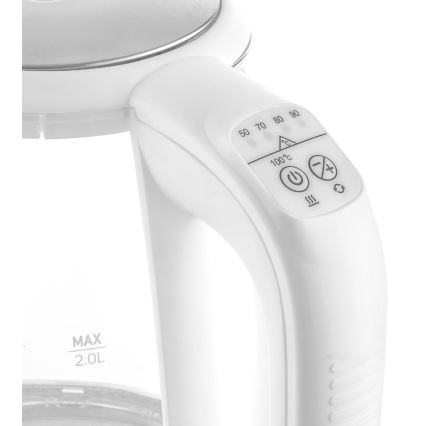 Sencor - Tējkanna ar termoregulāciju un LED apgaismojumu 2 l 2200W/230V balta