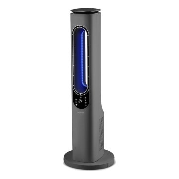 Sencor - Torņa bezlāpstiņu keramiskais ventilators 1200/2000W/230V antracīts + tālvadības pults