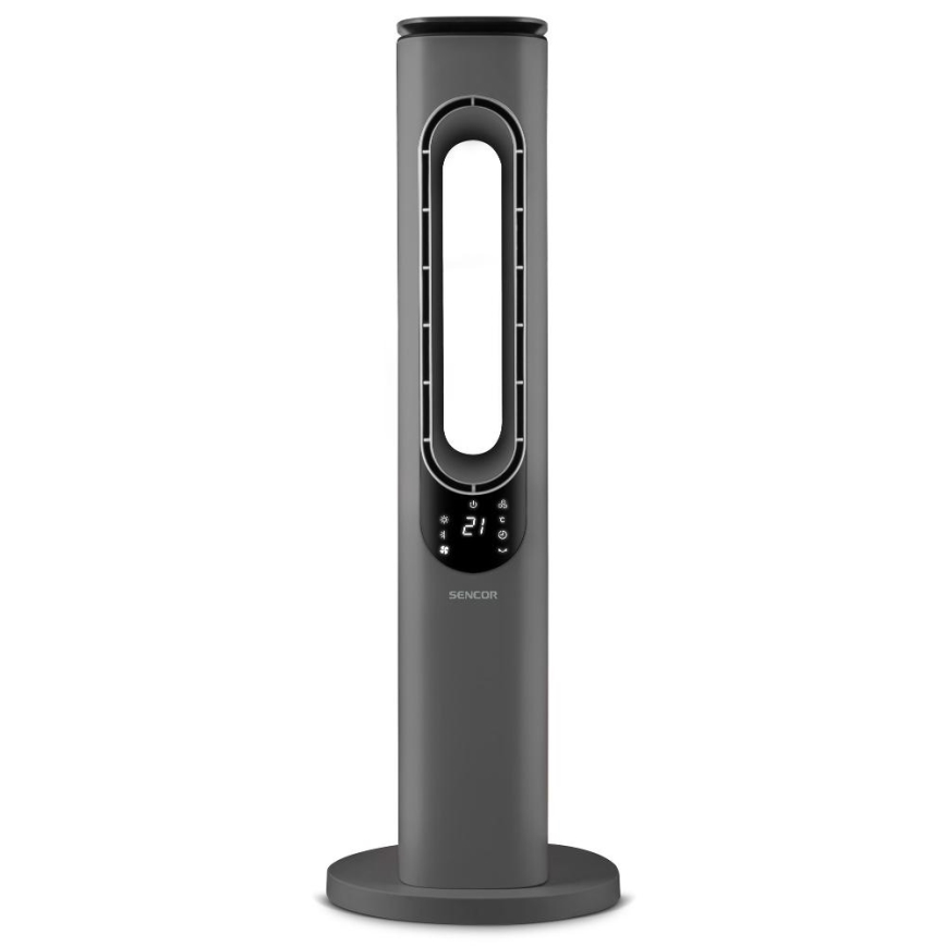 Sencor - Torņa bezlāpstiņu keramiskais ventilators 1200/2000W/230V antracīts + tālvadības pults