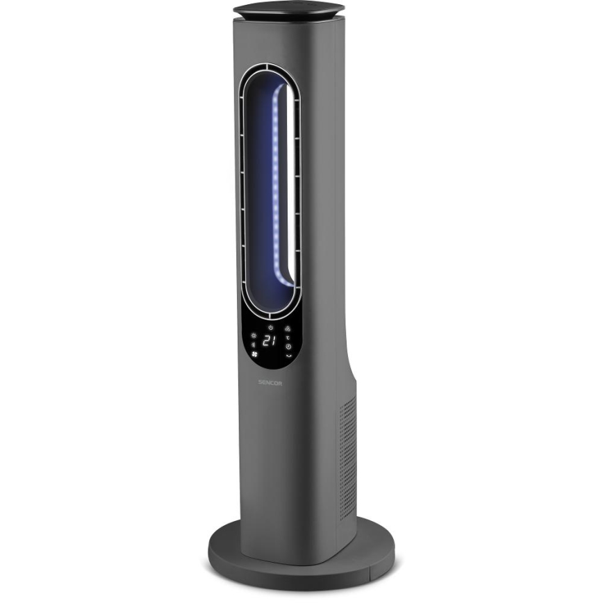 Sencor - Torņa bezlāpstiņu keramiskais ventilators 1200/2000W/230V antracīts + tālvadības pults