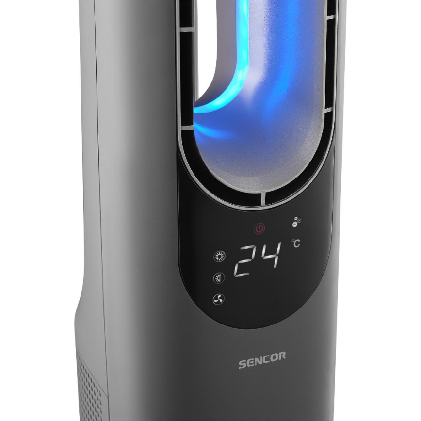 Sencor - Torņa bezlāpstiņu keramiskais ventilators 1200/2000W/230V antracīts + tālvadības pults