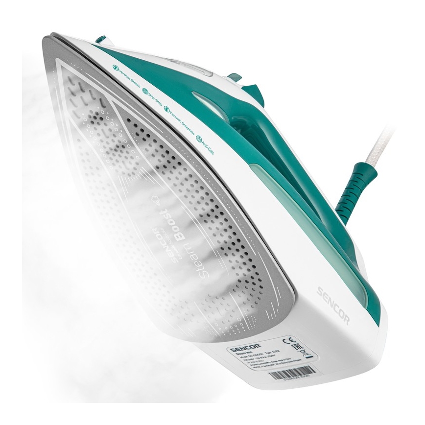 Sencor - Tvaika gludeklis 2600W/230V tirkīzs/balts