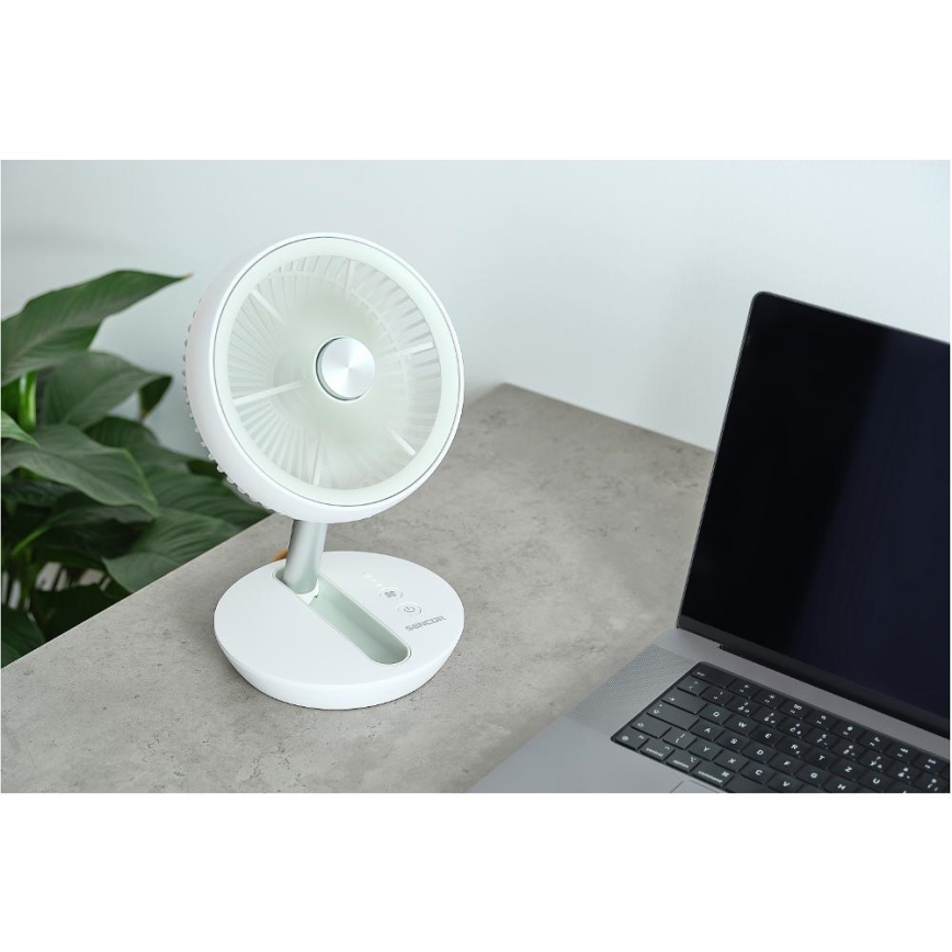 Sencor - Uzlādējams galda ventilators 5W/5V 4000 mAh balts