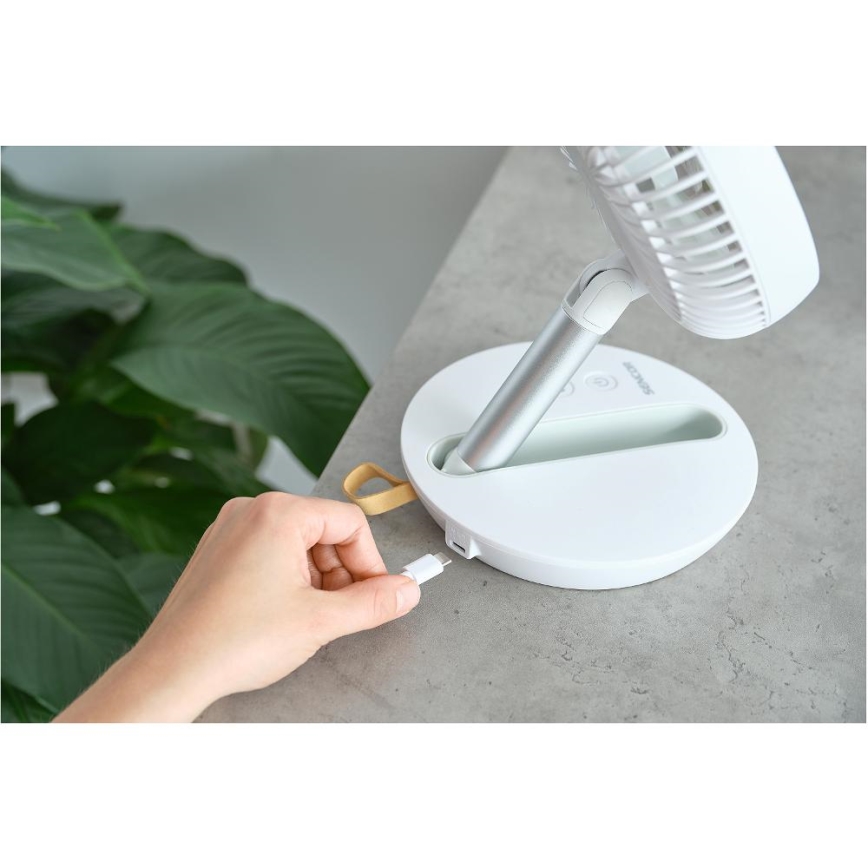 Sencor - Uzlādējams galda ventilators 5W/5V 4000 mAh balts