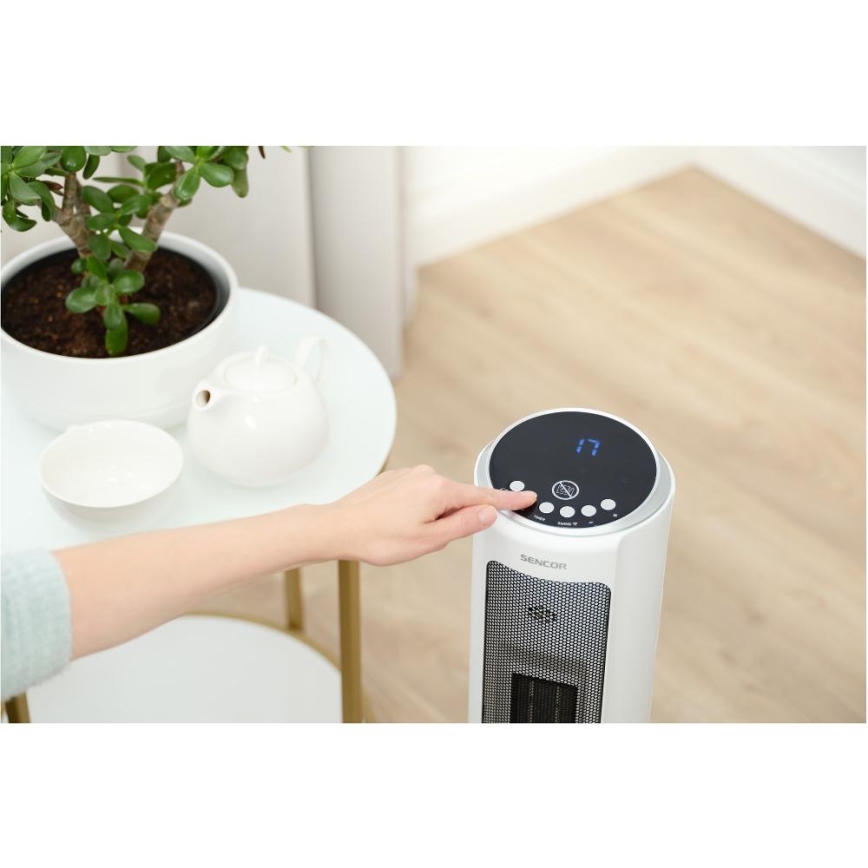 Sencor - ventilators ar keramisko sildierīci 2200W/230V Wi‑Fi balts + tālvadība