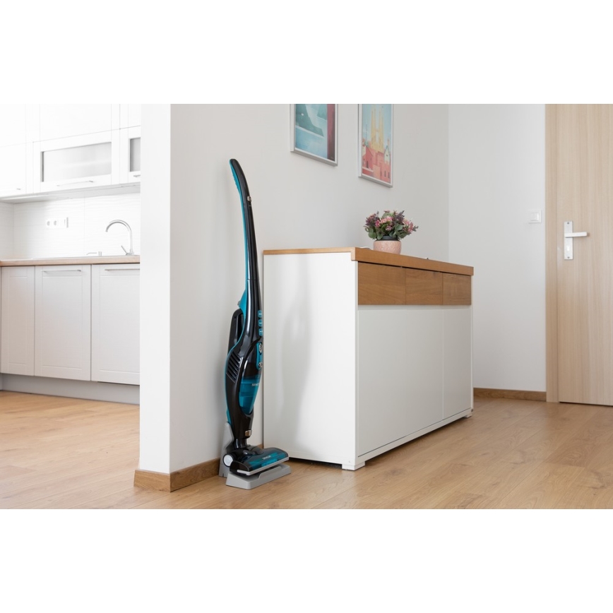 Sencor - Vertikālais putekļu sūcējs ar elektrisko rotējošo birsti 2in1 80W/14,4V 2200 mAh melns/zils